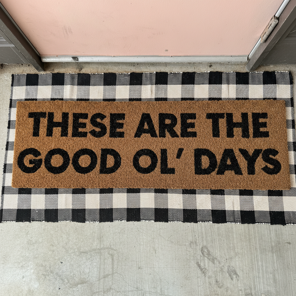 These Are the Good Ol' Days XL coconut coir doormat by Modern Burlap