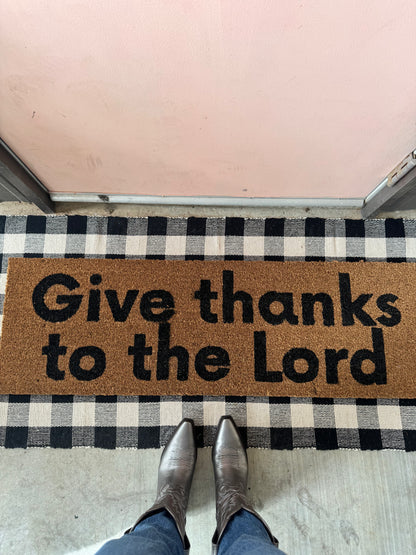 XL Christian Doormat | Give Thanks to the Lord | Coconut Coir