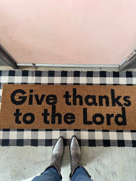 XL Christian Doormat | Give Thanks to the Lord | Coconut Coir