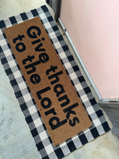 XL Christian Doormat | Give Thanks to the Lord | Coconut Coir