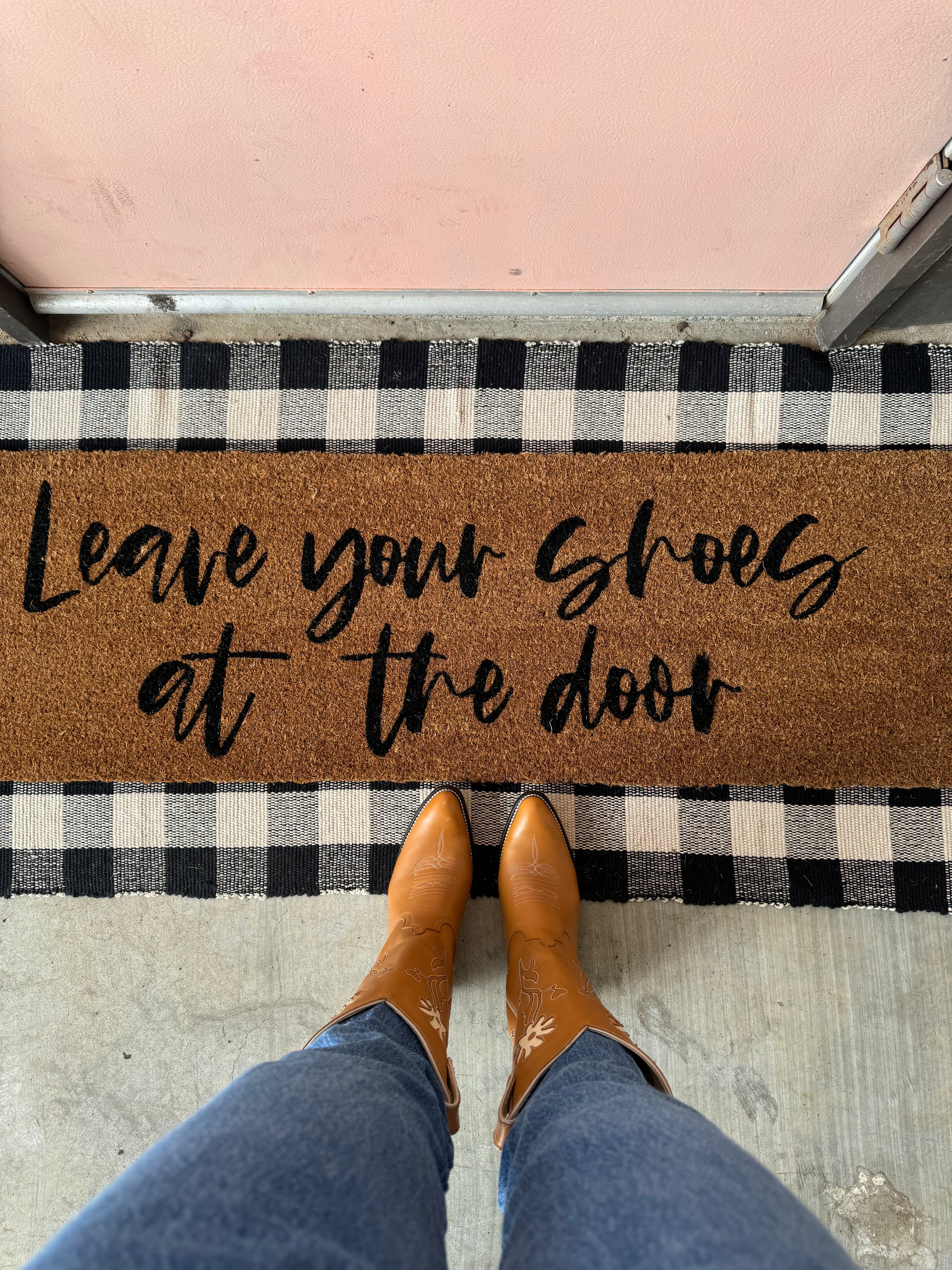 Leave Your Shoes at the Door XL coconut coir doormat by Modern Burlap