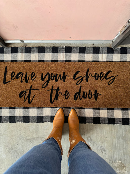 Leave Your Shoes at the Door XL coconut coir doormat by Modern Burlap