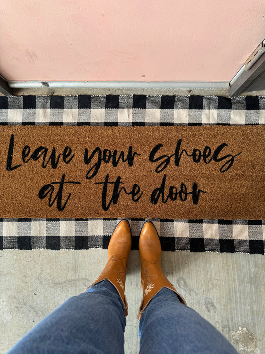 Leave Your Shoes at the Door XL coconut coir doormat by Modern Burlap