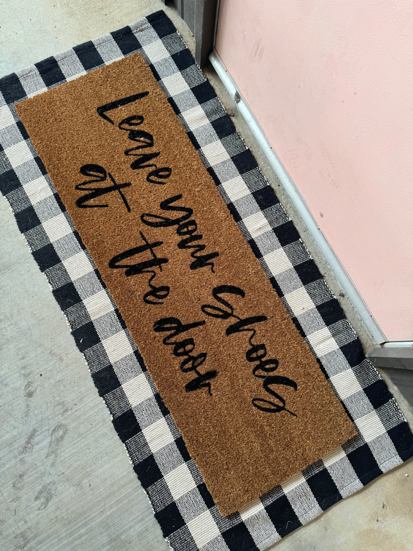 Leave Your Shoes at the Door XL coconut coir doormat by Modern Burlap