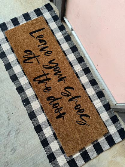 Leave Your Shoes at the Door XL coconut coir doormat by Modern Burlap