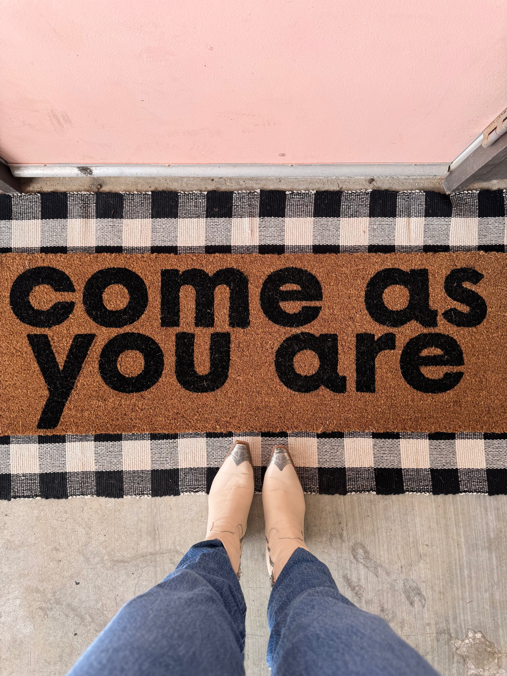Come As You Are XL coconut coir doormat by Modern Burlap