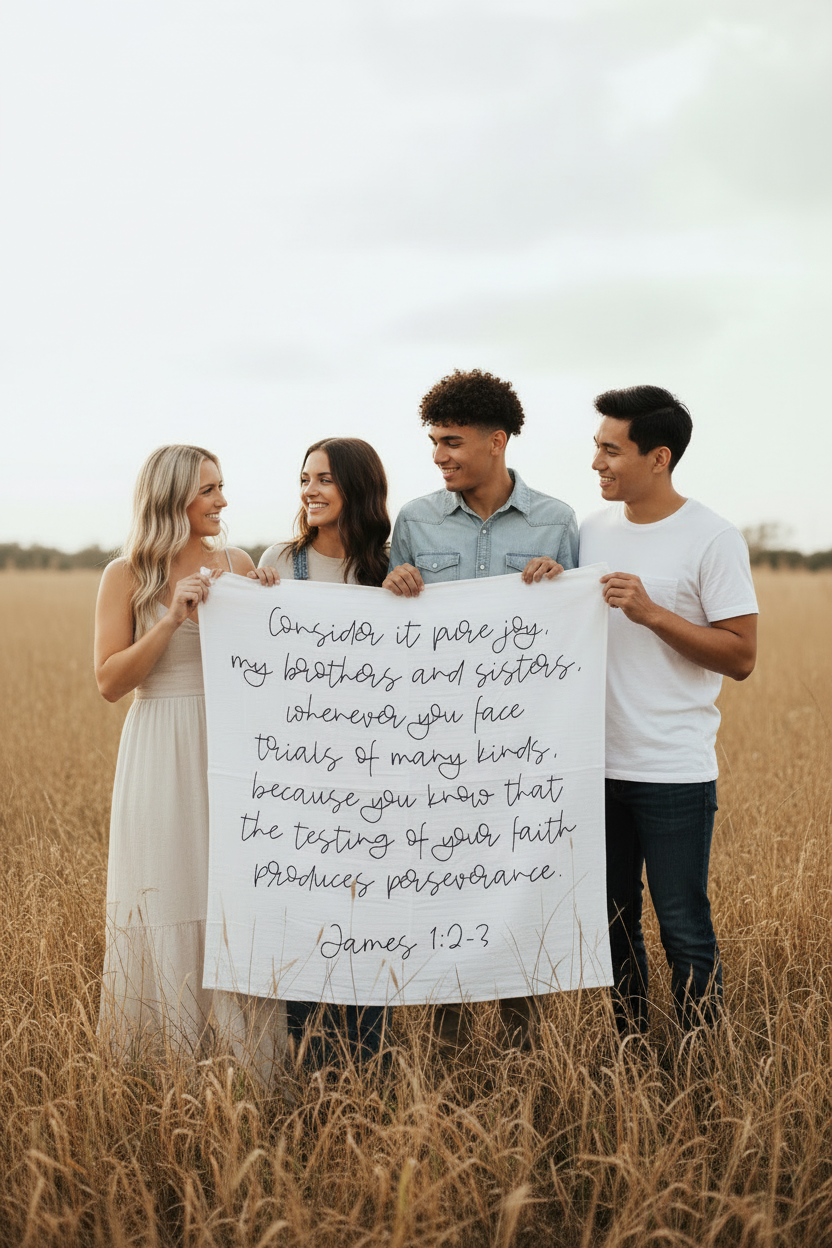 James 1:2-3 Scripture Swaddle + Wall Art | GOTS Certified Organic Cotton Muslin