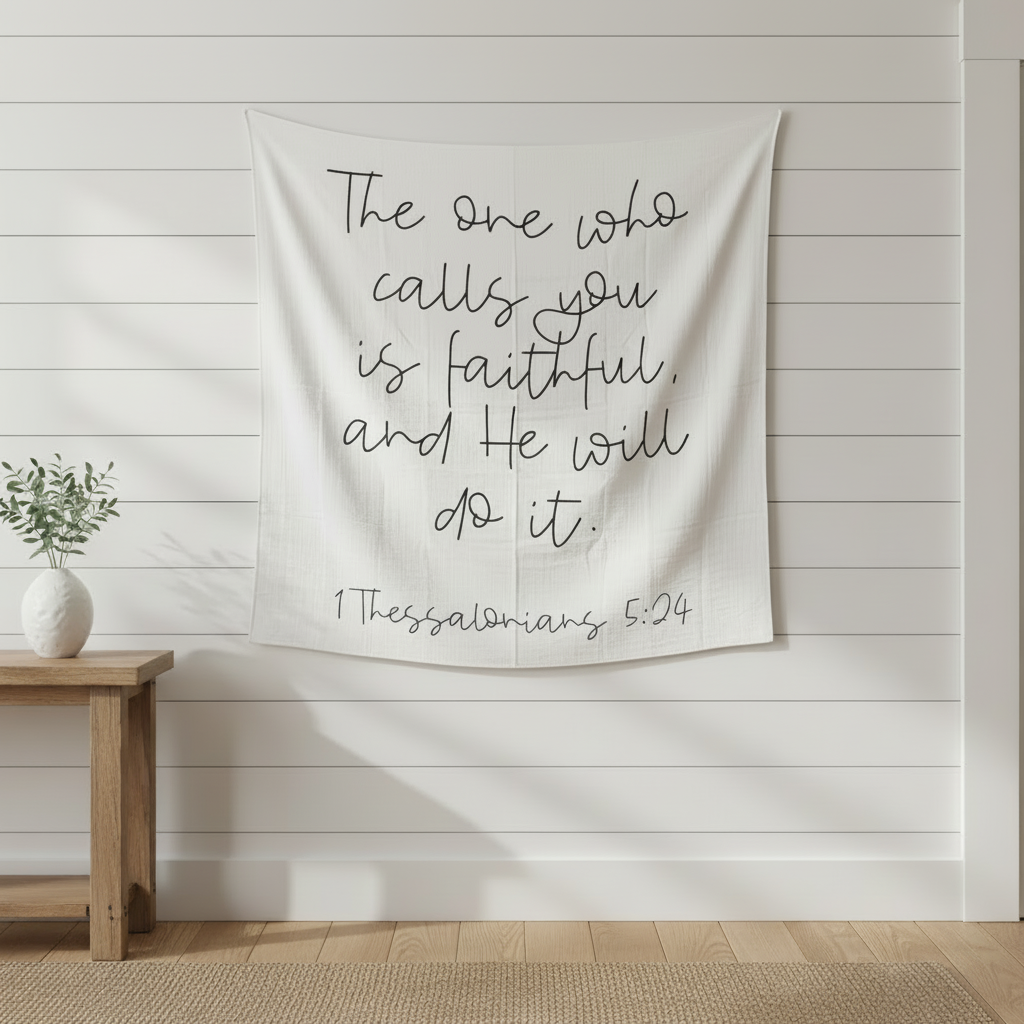 1 Thessalonians 5:24 organic muslin faith swaddle