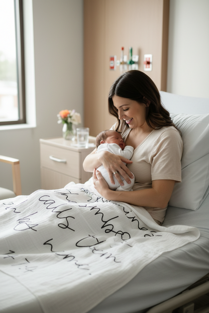 Psalm 147:4 organic cotton Scripture swaddle by Modern Burlap