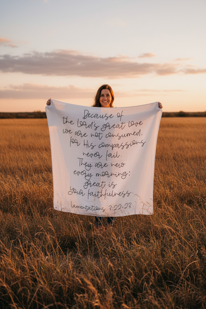 Lamentations 3:22-23 Scripture Blanket + Wall Art | New Every Morning