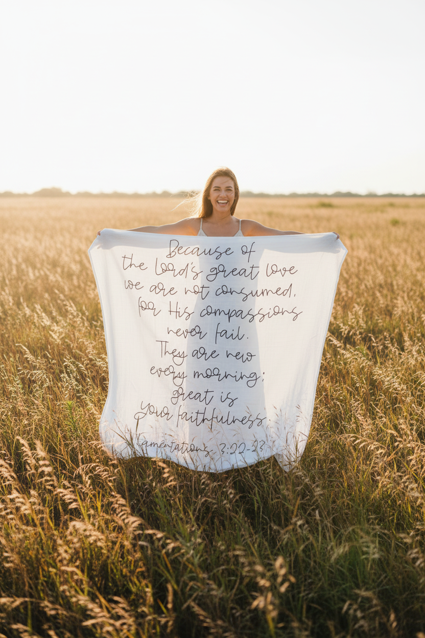Lamentations 3:22-23 Scripture Blanket + Wall Art | New Every Morning