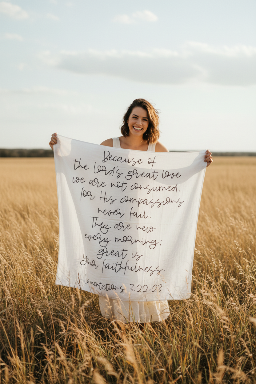 Lamentations 3:22-23 Scripture Blanket + Wall Art | New Every Morning