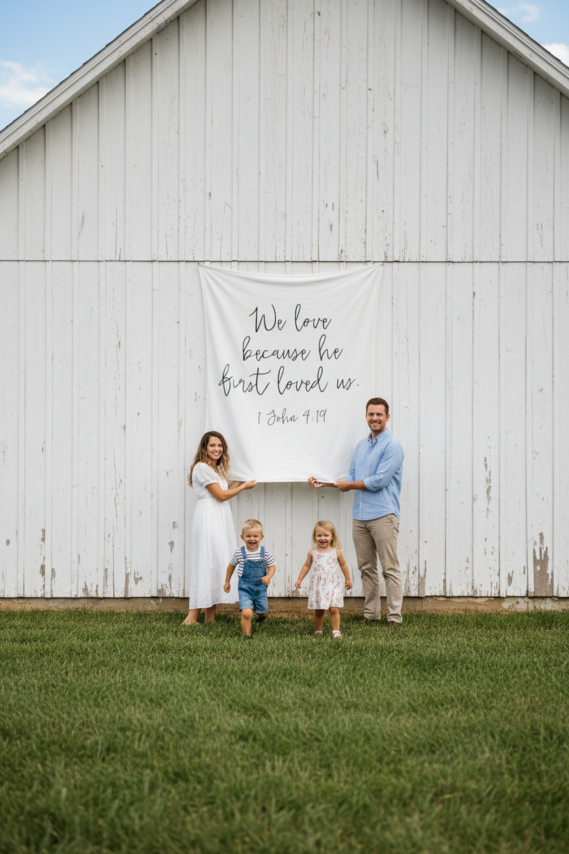 1 John 4:19 Scripture Swaddle | GOTS Certified Organic Cotton Muslin