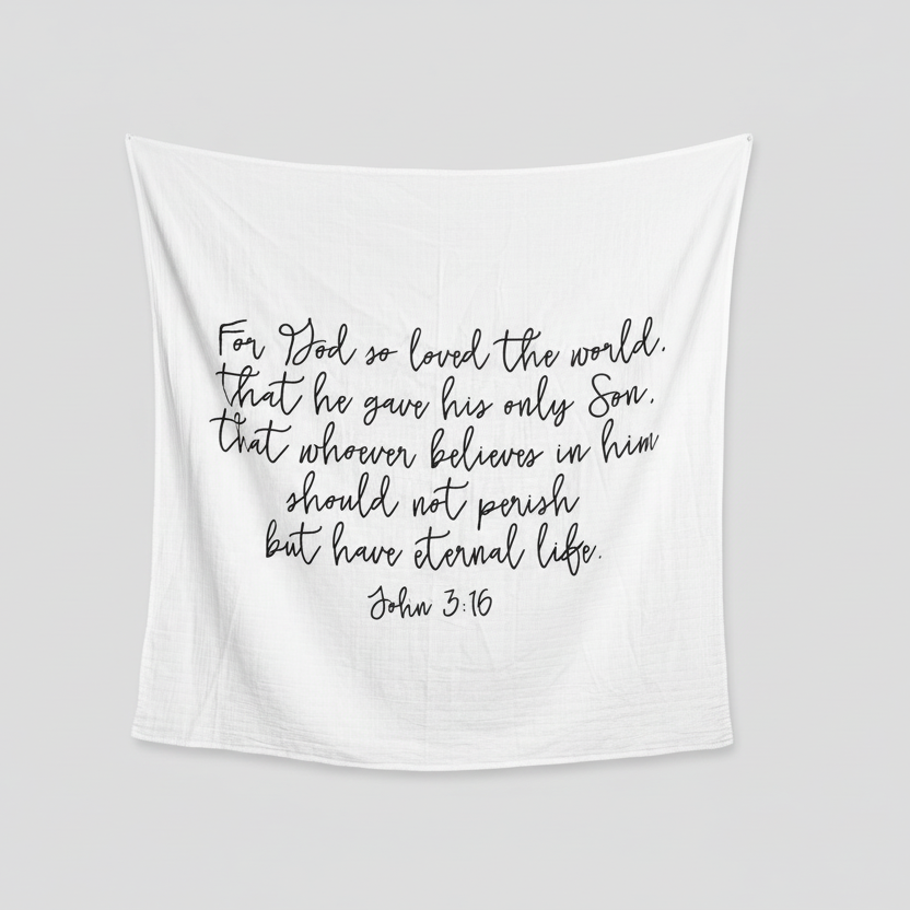 Full printed design of John 3:16 Scripture Swaddle.