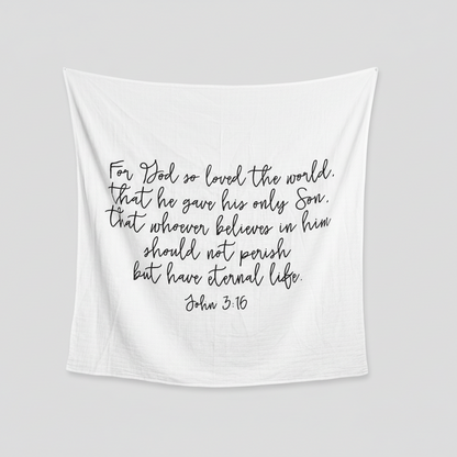 Full printed design of John 3:16 Scripture Swaddle.