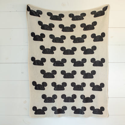 One-of-a-kind sample throw blanket — Modern Mouse | Natural. Design reference; approximately 30 x 40 inches, made in the USA.