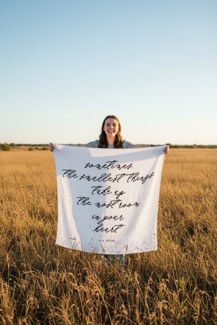 Sometimes the Smallest Things Organic Swaddle + Wall Art | GOTS Certified Organic Cotton Muslin