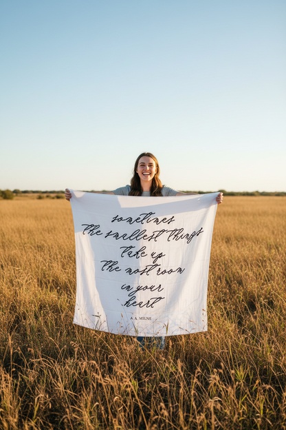Sometimes the Smallest Things Organic Swaddle + Wall Art | GOTS Certified Organic Cotton Muslin
