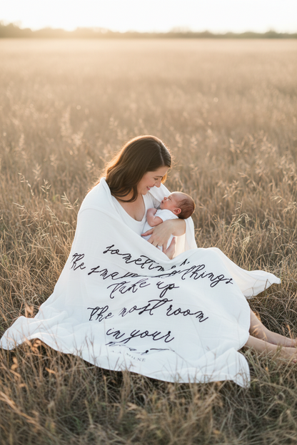 Sometimes the Smallest Things Organic Swaddle + Wall Art | GOTS Certified Organic Cotton Muslin