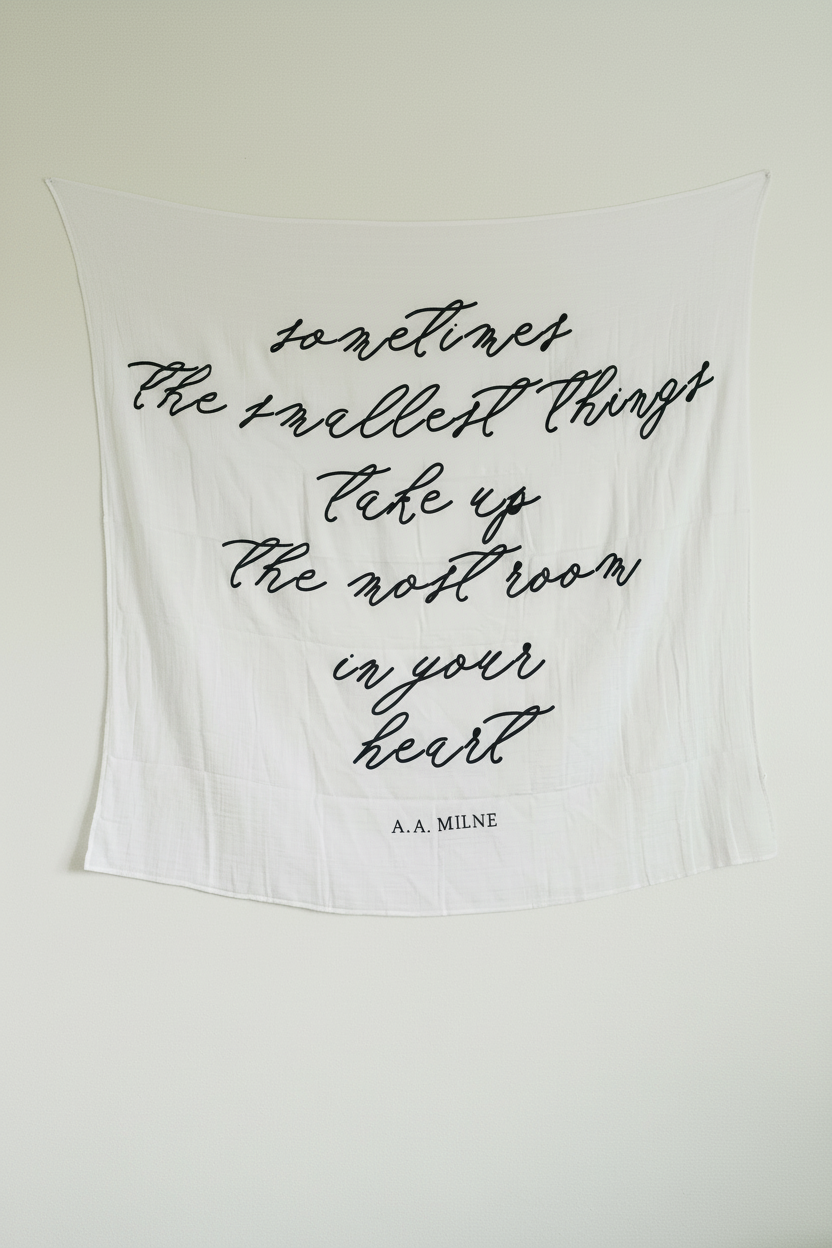 Sometimes the Smallest Things Organic Swaddle + Wall Art | GOTS Certified Organic Cotton Muslin
