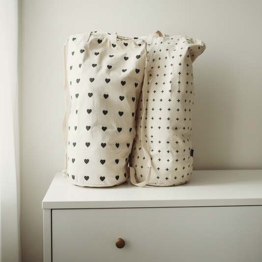 Cotton Canvas Laundry Bag With Shoulder Strap - Prints