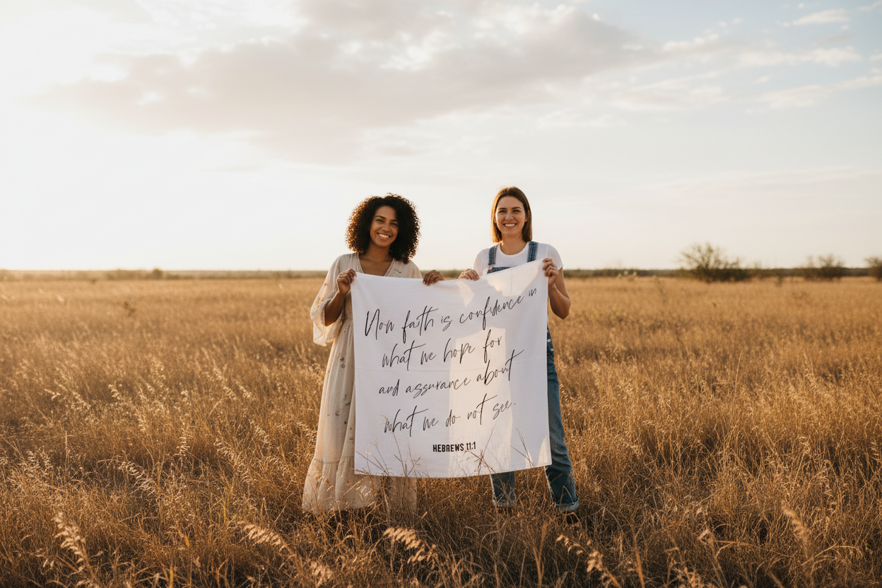 Hebrews 11:1 GOTS organic cotton muslin Scripture swaddle by Modern Burlap