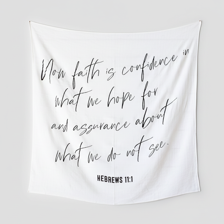 Hebrews 11:1 Scripture swaddle and wall art by Modern Burlap