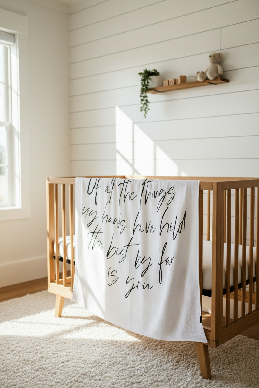 The Best by Far Is You Organic Swaddle + Wall Art | GOTS Certified Organic Cotton Muslin