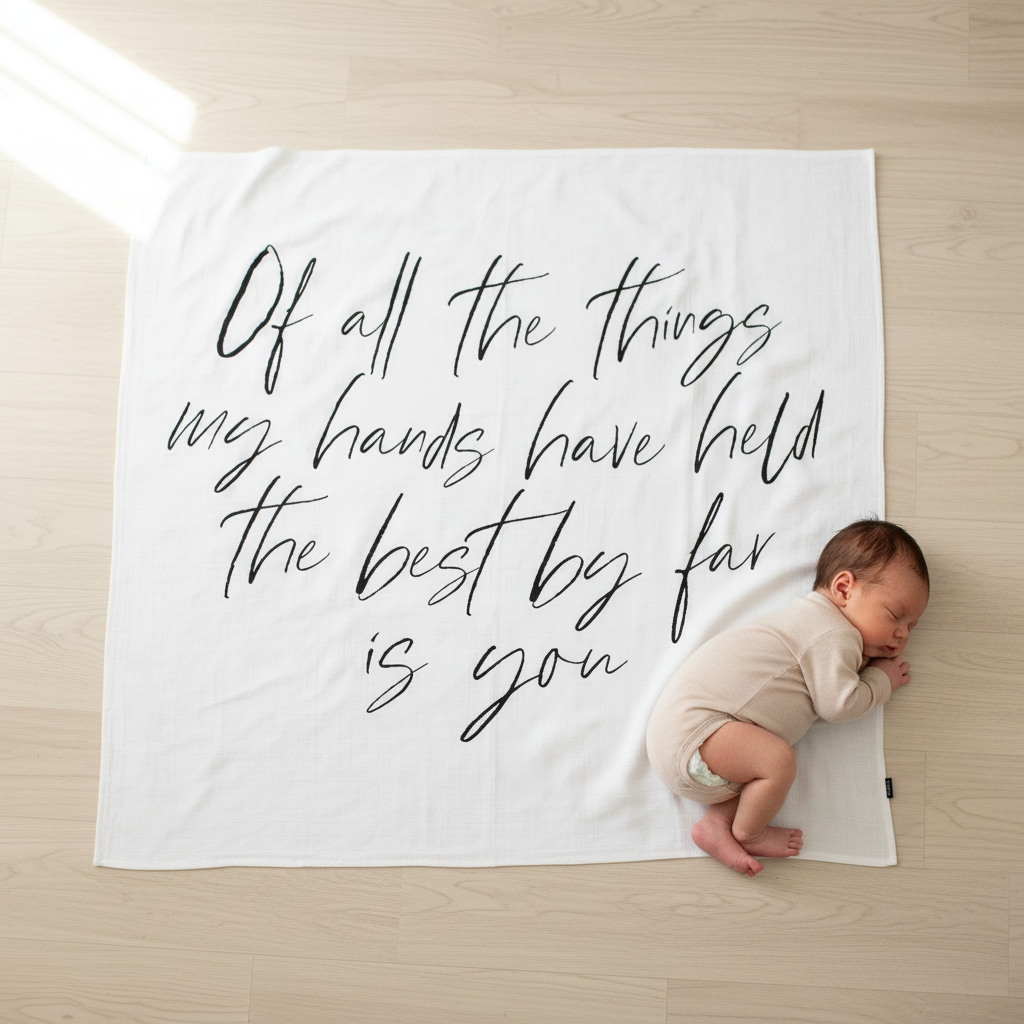 The Best by Far Is You organic muslin swaddle and wall art by Modern Burlap