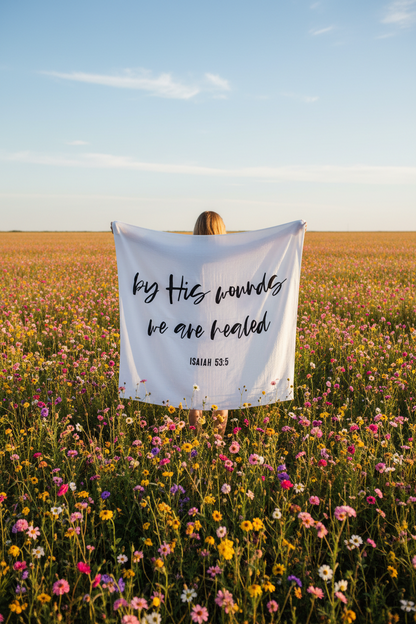Isaiah 53:5 organic cotton muslin Scripture swaddle
