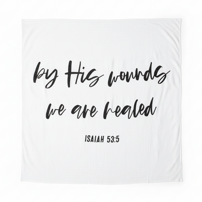Isaiah 53:5 Scripture swaddle and wall art by Modern Burlap