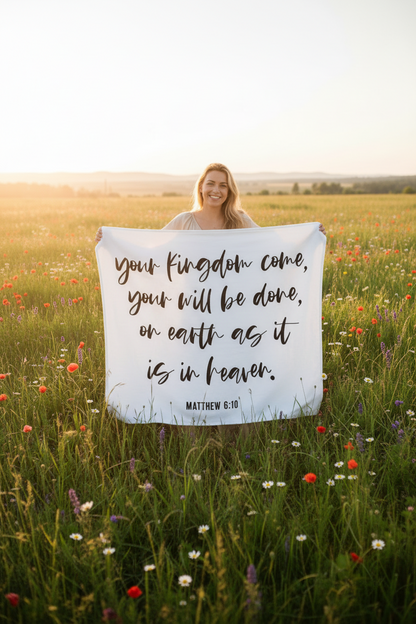 Matthew 6:10 organic cotton muslin Scripture swaddle