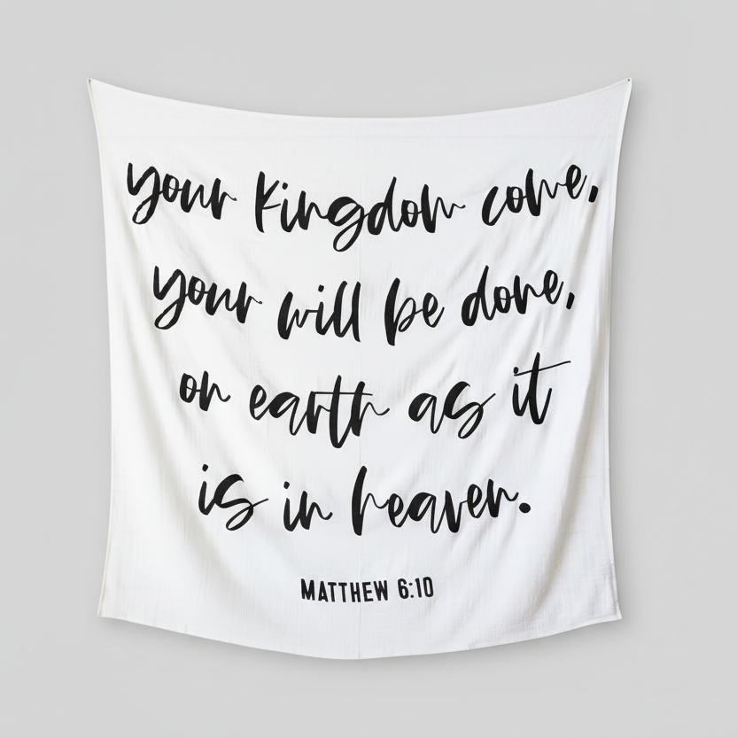Matthew 6:10 Scripture swaddle and wall art by Modern Burlap