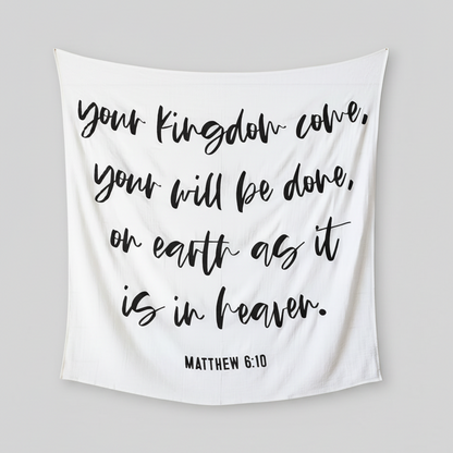 Matthew 6:10 Scripture swaddle and wall art by Modern Burlap