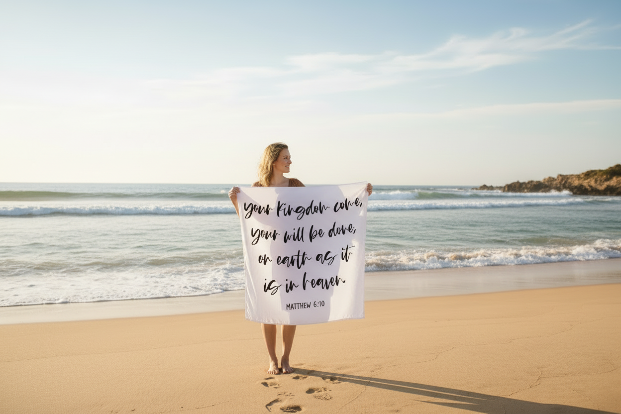 Matthew 6:10 Scripture swaddle and wall art by Modern Burlap