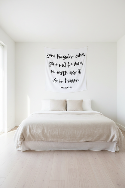 Matthew 6:10 Scripture swaddle styled for nursery display