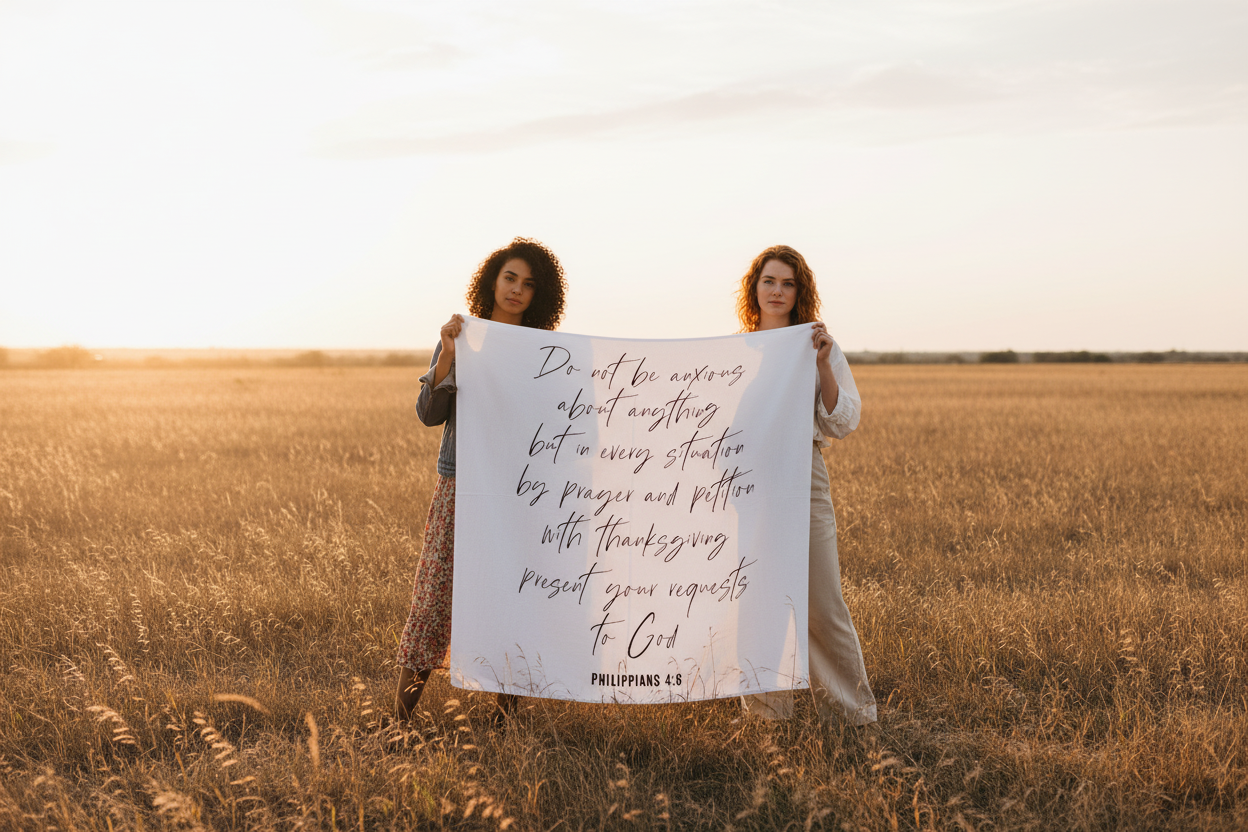 Philippians 4:6 GOTS organic cotton muslin Scripture swaddle by Modern Burlap