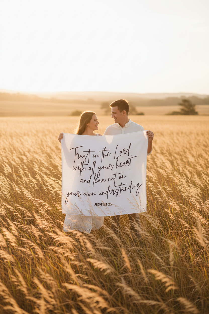 Proverbs 3:5 organic muslin Christian baby swaddle
