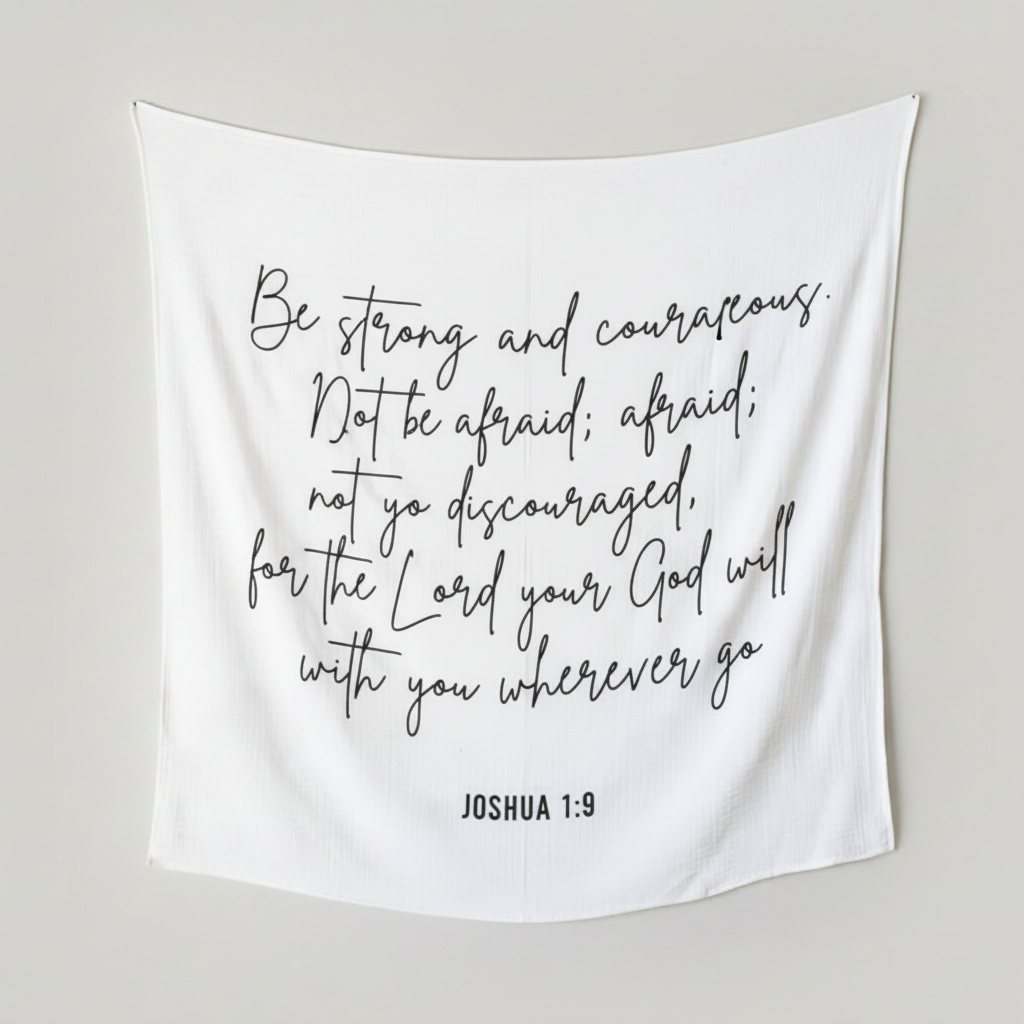 Proverbs 3:5 organic cotton muslin swaddle lifestyle image