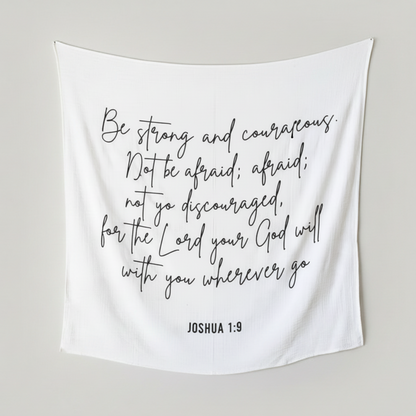 Proverbs 3:5 organic cotton muslin swaddle lifestyle image