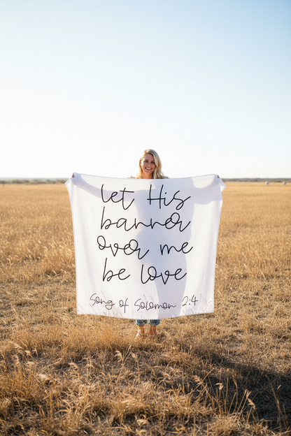 Song of Solomon 2:4 Scripture swaddle and wall art by Modern Burlap