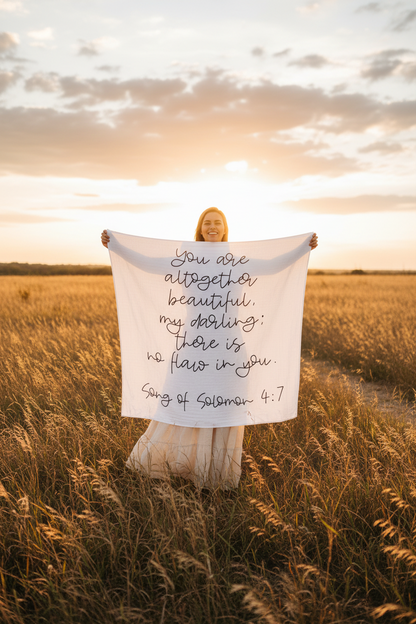 Song of Solomon 4:7 Scripture swaddle and wall art by Modern Burlap