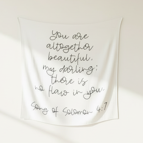 Song of Solomon 4:7 Scripture Swaddle + Wall Art | GOTS Certified Organic Cotton Muslin