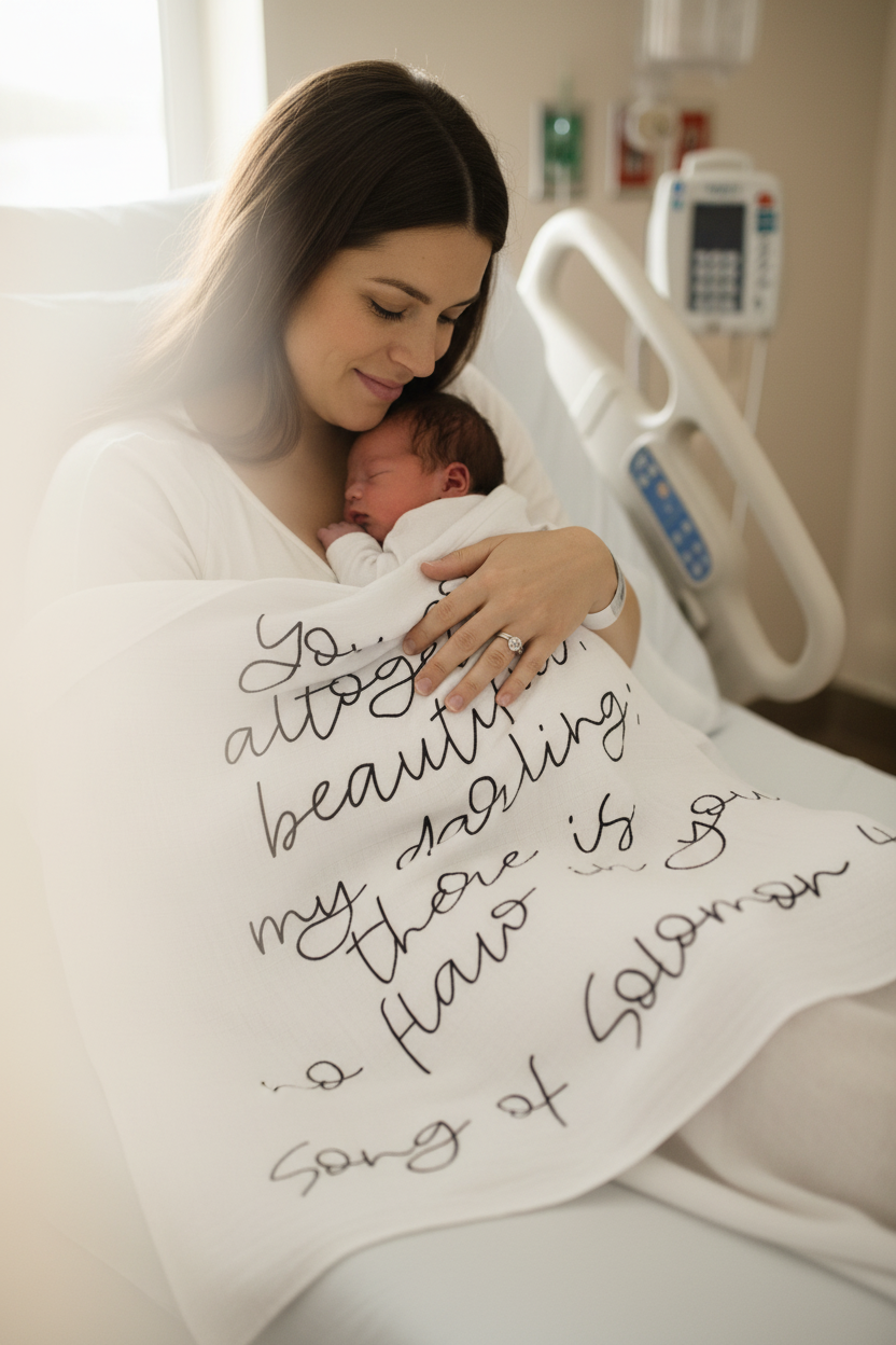 Song of Solomon 4:7 Scripture Swaddle + Wall Art | GOTS Certified Organic Cotton Muslin