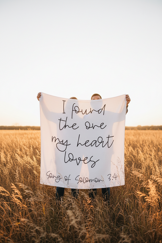 Song of Solomon 3:4 Scripture swaddle and wall art by Modern Burlap