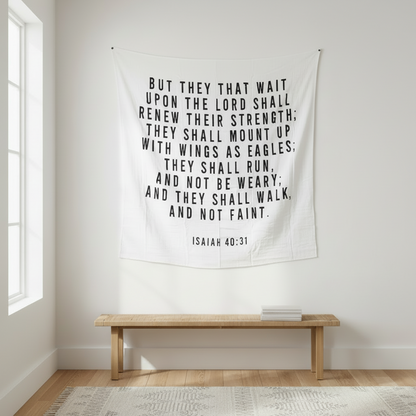 Isaiah 40:31 Scripture Swaddle | GOTS Certified Organic Cotton Muslin