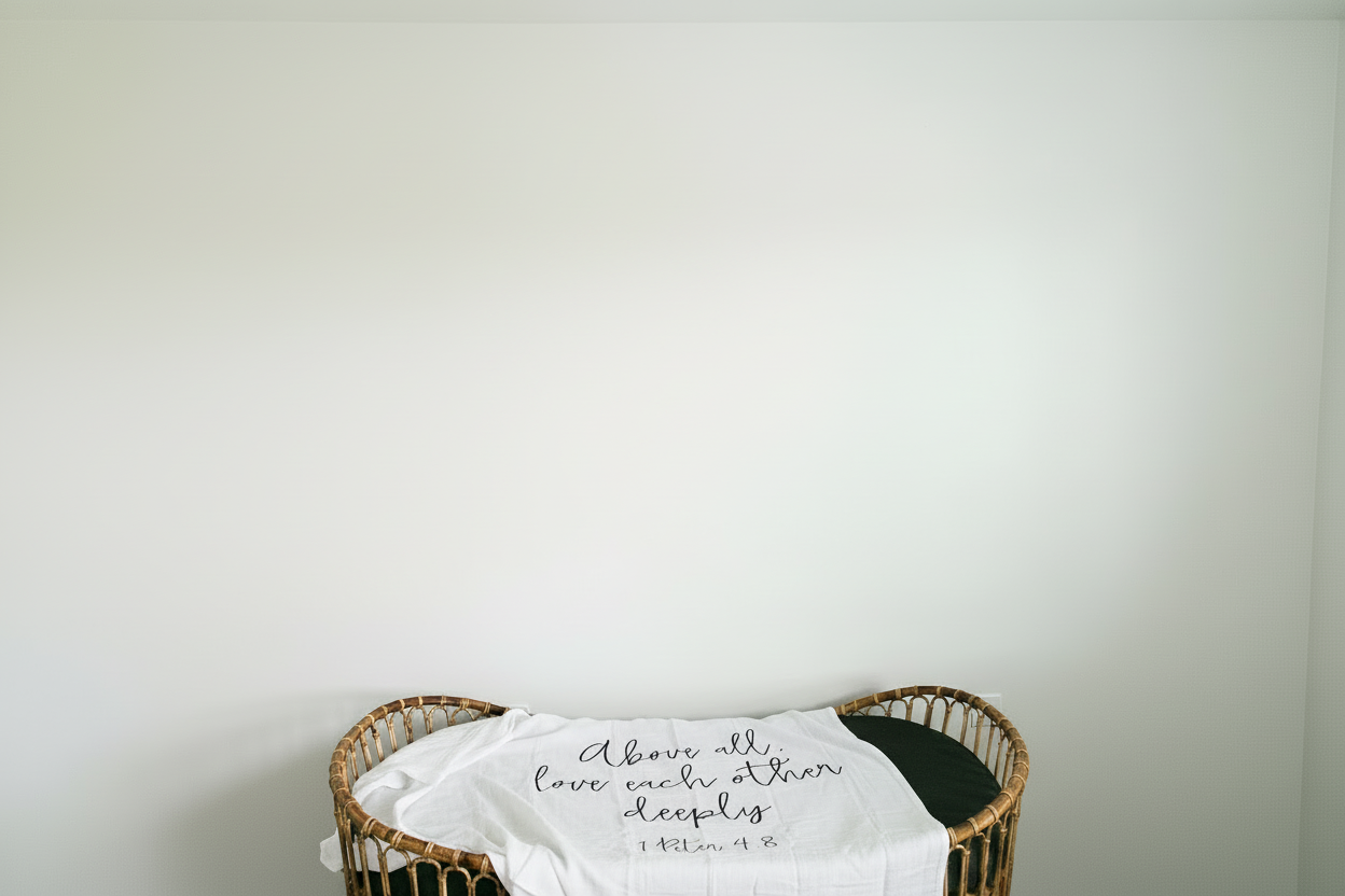 1 Peter 4:8 Scripture Swaddle | GOTS Certified Organic Cotton Muslin