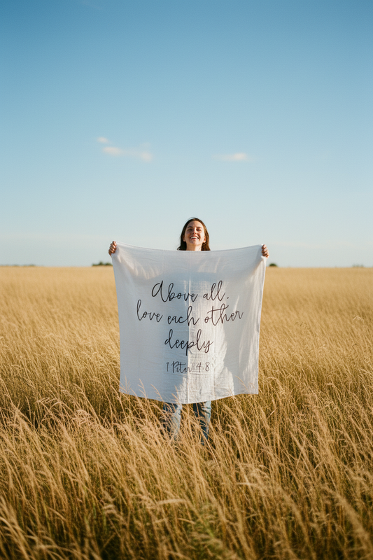 1 Peter 4:8 Scripture swaddle by Modern Burlap