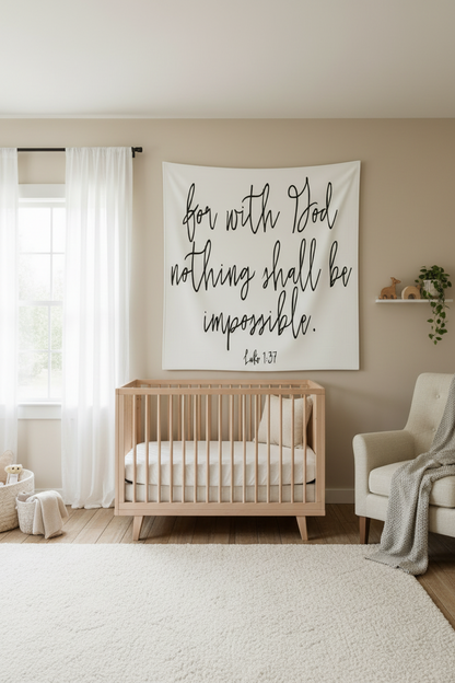 Luke 1:37 Scripture baby gift by Modern Burlap