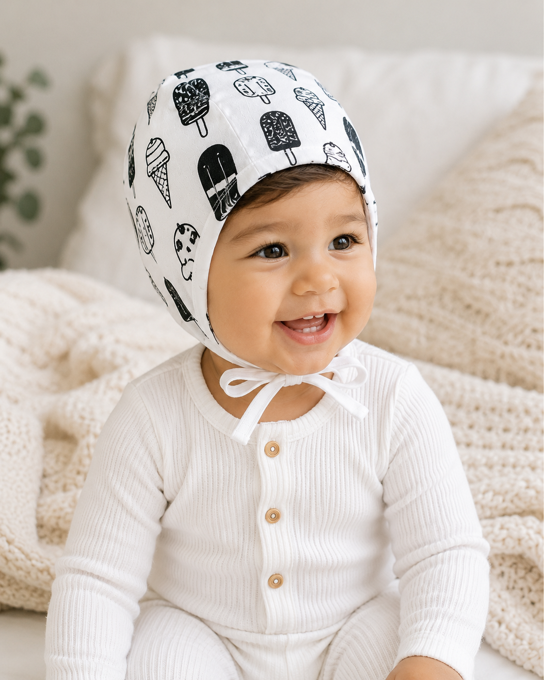 Organic Baby Bonnet | GOTS Certified Organic Cotton | Signature Prints | Sizes 0 to 24 Months